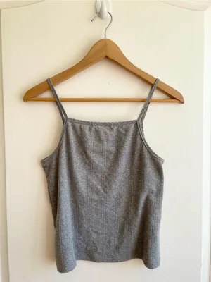 Perfectwhitetee 100% Cotton Pointelle Tank Top Size Small Gray thumbnail 2