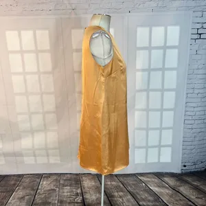 Lulu’s Chic Peak Light Orange gold Satin Sleeveless Shift Dress size small thumbnail 7