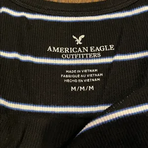American Eagle Black White & Blue Striped Tank Top thumbnail 2