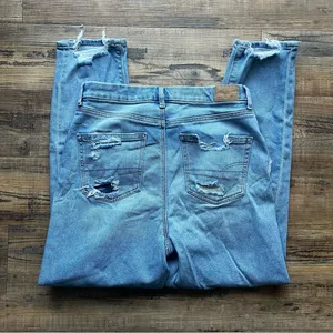 American Eagle Womens Curvy Mom Jeans Light Wash Distressed High Rise Size 8 Reg thumbnail 9