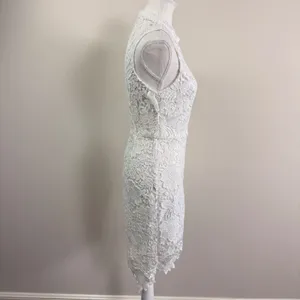 ASTR the Label White Floral Lace High Neck Sleeveless Sheath Dress Size Medium thumbnail 2