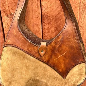 Brown and Tan Hobo Bag with Crescent Shape thumbnail 3