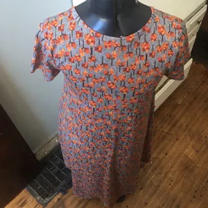 Lularoe Carly high low orange tulip knit dress thumbnail 2