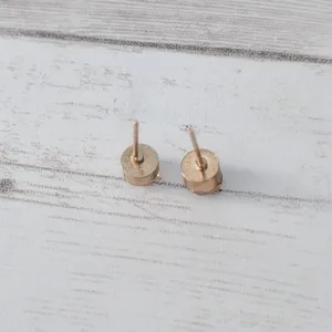 Vintage Stud Earrings - Dark Peach Tone Gem 0.5" thumbnail 5