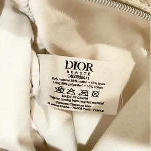 Christian Dior Beige Canvas Cosmetic Bag CD logo Full Zip‎ thumbnail 5