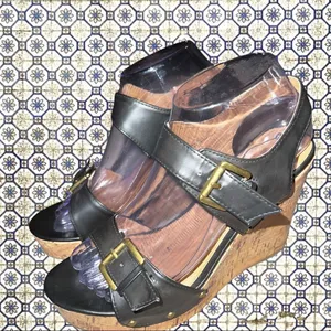 Mossimo supply co black straps and cork wedge heels! thumbnail 4