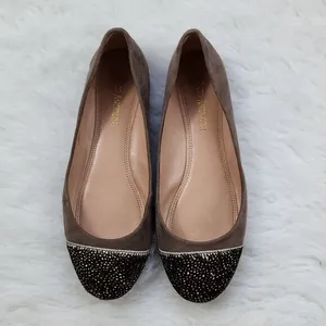 Enzo Angiolini Eabealyn Taupe Suede Ballet Flats Spotted‎ Pony Fur Cap Toe 8 thumbnail 3