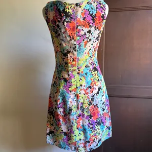 NANETTE LEPORE | Silk Psychedelic Floral Square Neck Cocktail Dress Size 2 thumbnail 2