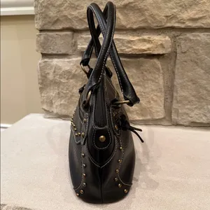 Black Shoulder Bag with gold metal accents studs faux leather Y2K 90’s thumbnail 5
