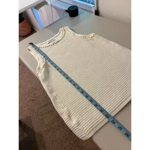 Ann Taylor White Cotton Crochet Knit Loose Bubble Trim Sleeveless Tank Vest Size Medium thumbnail 9