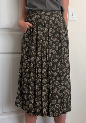 Vintage Deadstock Rena Rowan Leafy Pattern Midi Skirt thumbnail 1