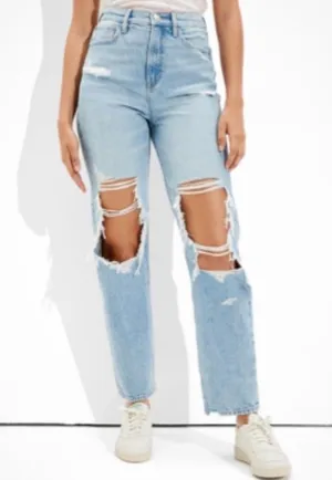 American Eagle Highest Rise 90s Boyfriend Distressed Jeans Denim 4 Regular thumbnail 1