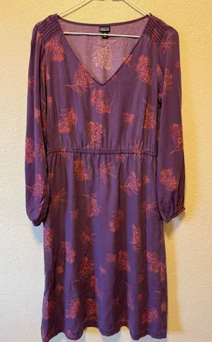 Patagonia Shallow Moon Dress Labrador Tea Deep Plum Floral Size M thumbnail 1