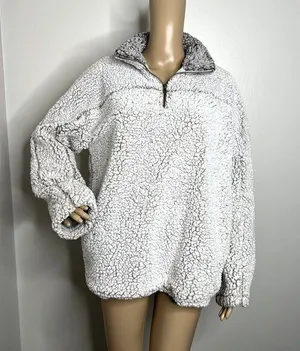 Thread + Supply Fleece Pullover Fuzzy Sweatshirt Gray Size M thumbnail 1