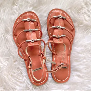 Bernardo Leather Gladiator Sandal Coral color with Silver Hook Detail thumbnail 1
