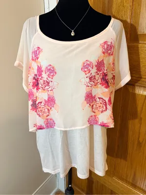 American Eagle Outfitters Blush Pink Crewneck Top thumbnail 1