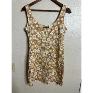 Afends Hemp Tencel Retro Daisy Floral Mini Dress Sleeveless Scoop Neck US 2 thumbnail 2