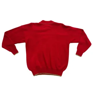 Vintage Dana Scott Christmas Sweater Women L Red Gold Ornament Gold Embroidery thumbnail 5