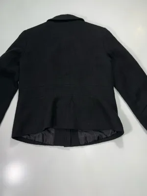Talbots 100% Cotton Black Zip-Front Textured Blazer Size 6 thumbnail 7