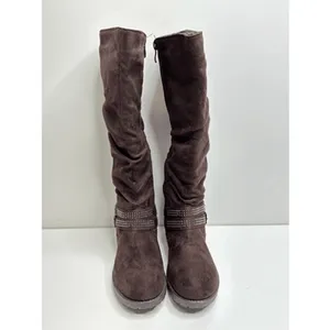 Wanted Brown Faux‎ Suede Slouch Knee High Studded Buckle Boots Size 5.5 thumbnail 4