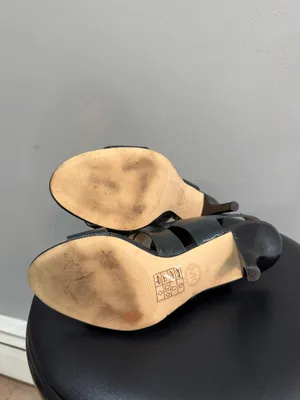 Navy Blue Michael Kors Joselle Patent Leather Slingbacks Size 7 EUC thumbnail 6