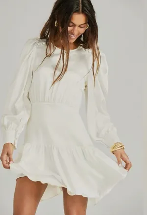 Love Shack Fancy Teyana Silk Dress Ivory Bridal 2 New Tags thumbnail 1