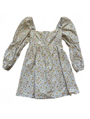 Reformation Michaela Dress Lima Floral Square-Neck Puff Sleeve Prairie Cottage 4 thumbnail 5