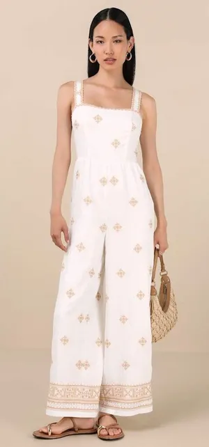 Lulu's Wide Leg Jumpsuit Size M thumbnail 1