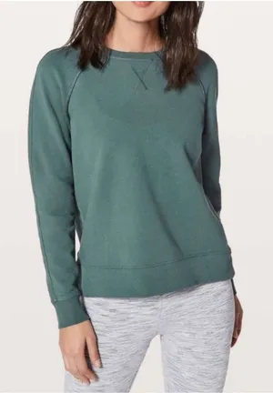 Lululemon Just Pleat It Crewneck Women Size 10‎ Green Good Raglan Sweatshirt thumbnail 1