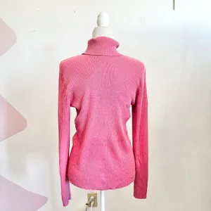 Vintage 90s Gap Pink Sweater‎ Women's Medium Turtleneck Chunky Knit Y2K 2000s thumbnail 2