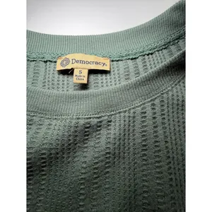 Democracy Sage Green Textured Waffle Knit Top Small thumbnail 2