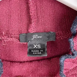 J. Crew Contrast Trim Ribbed Long Sleeve Roll Neck T-Shirt Size XS Maroon K3235 thumbnail 5