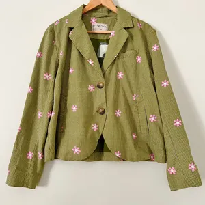 NWT $198 Free People Cali‎ Printed Blazer Jacket XS Green Daisy Flower Pink thumbnail 5