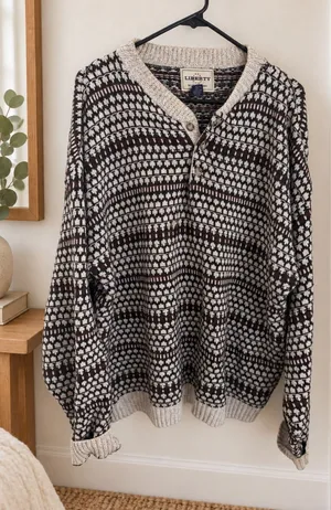 Vintage Liberty by Old Glory Cotton Knit Henley Sweater – XL thumbnail 1