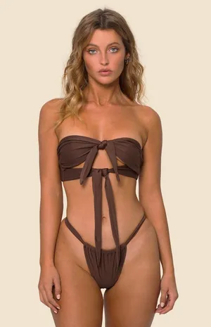 Khassani Swimwear Top Brown Size M thumbnail 1