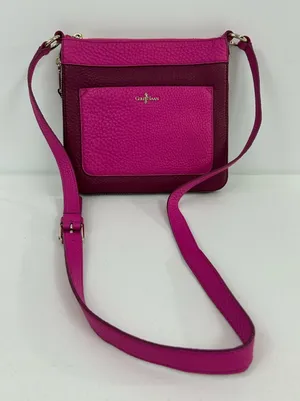 Cole Haan Pebbled Two-Tone Pink Leather Expandable Crossbody Bag thumbnail 1