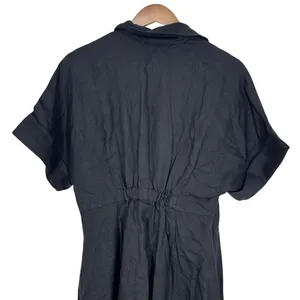 Madewell Black Linen Midi Shirt Dress‎ Button Front Size M Chic Feminine Classic thumbnail 8