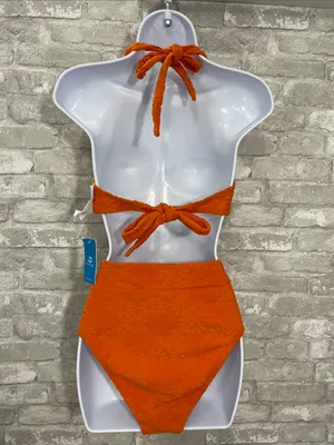 Cupshe Orange Textured Halter High-Waist Bikini thumbnail 2