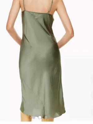 Aritzia Wilfred Satin Slip Midi Dress - Sage Green new with tags thumbnail 2