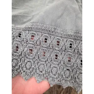 Blanco Mika Gray Cotton Made in Peru Halter Dress Eyelet Wood Beads Small thumbnail 3