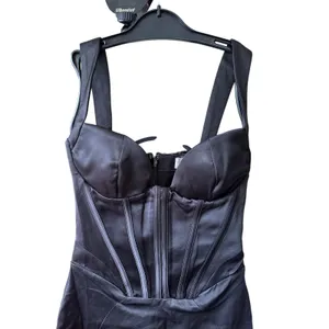 House of CB FIORELLA Black Satin‎ Corset Midi Dress Size Small Feminine Sexy thumbnail 12
