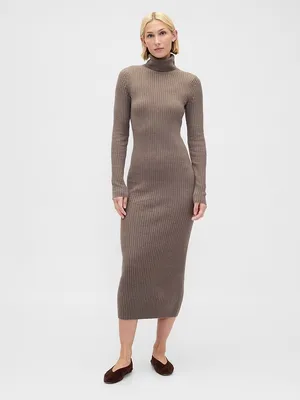 GAP CashSoft Turtleneck Maxi Sweater Dress Toasted Almond Brown NWOT thumbnail 5