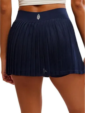 Free People Navy Blue Pleated Mesh Mini Skirt Built-In Shorts XS/S thumbnail 2