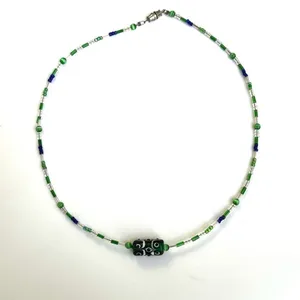 Green and blue beaded necklace thumbnail 2