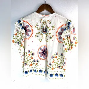 Rose & Olive M Boho Floral Print Ruffle Sleeve Crop Top thumbnail 2