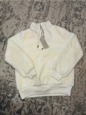 Sweaty Betty Sherpa Half Zip Sweatshirt Lily White NWT Size Large thumbnail 6