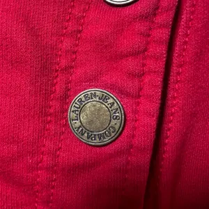 Lauren Ralph Lauren Red Asymmetrical Button Hoodie Crest Sleeve‎ Womens L Y2K thumbnail 8
