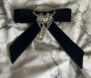 Dolls Kill Black Velvet Butterfly Bow Hair Clip thumbnail 1