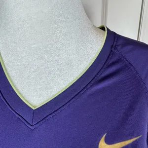 Nike Pro Combat Dri-FIT Compression Top Purple Volt Athletic Gym Women M Fitted thumbnail 5
