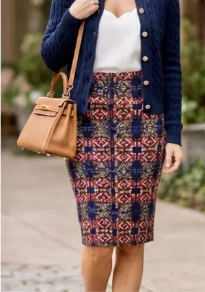 LuLaRoe Cassie Geometric Skirt Size Small Pull On Stretchy Pencil Skirt NWT thumbnail 1